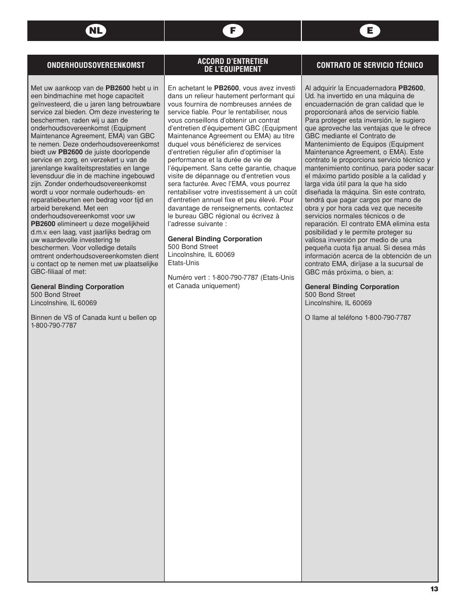 GBC PB2600 User Manual | Page 13 / 34