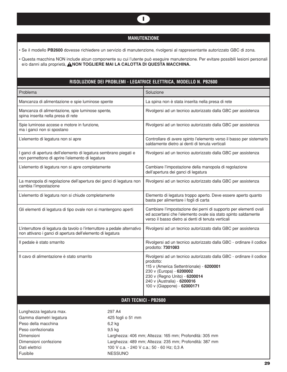 GBC PB2600 User Manual | Page 29 / 34