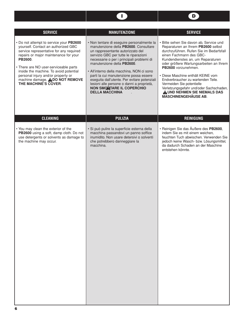 GBC PB2600 User Manual | Page 6 / 34