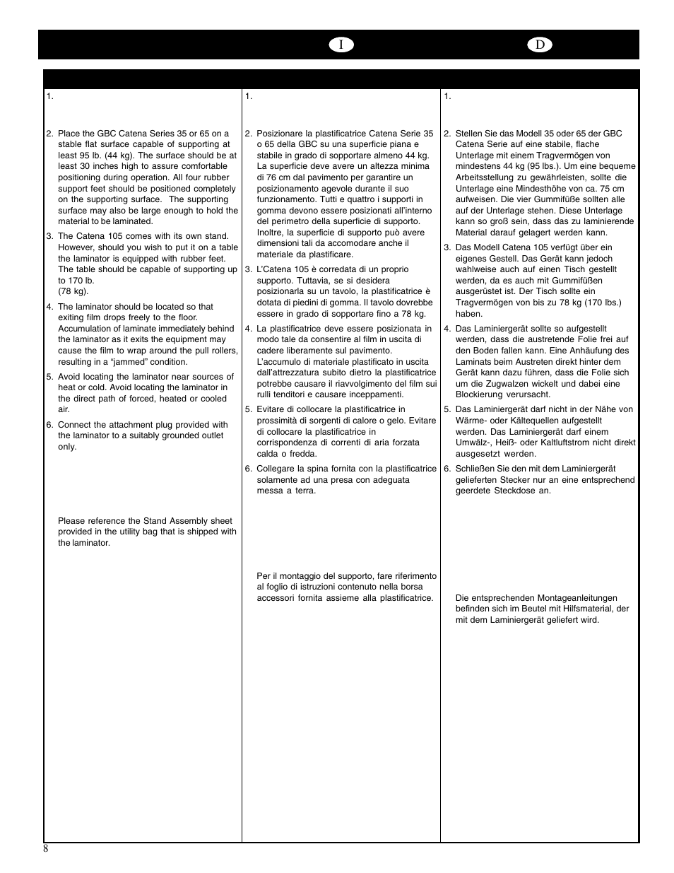 GBC Catenas User Manual | Page 11 / 53