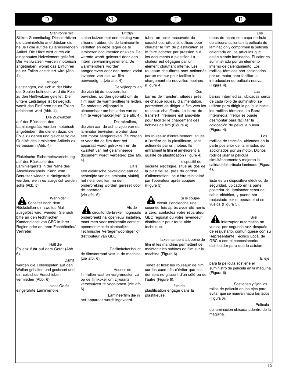 Dnl f e | GBC Catenas User Manual | Page 18 / 53
