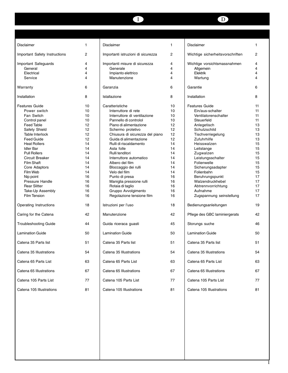 GBC Catenas User Manual | Page 2 / 53