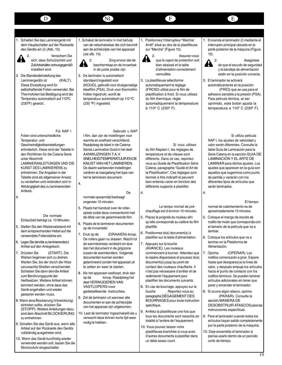 Dnl f e | GBC Catenas User Manual | Page 22 / 53