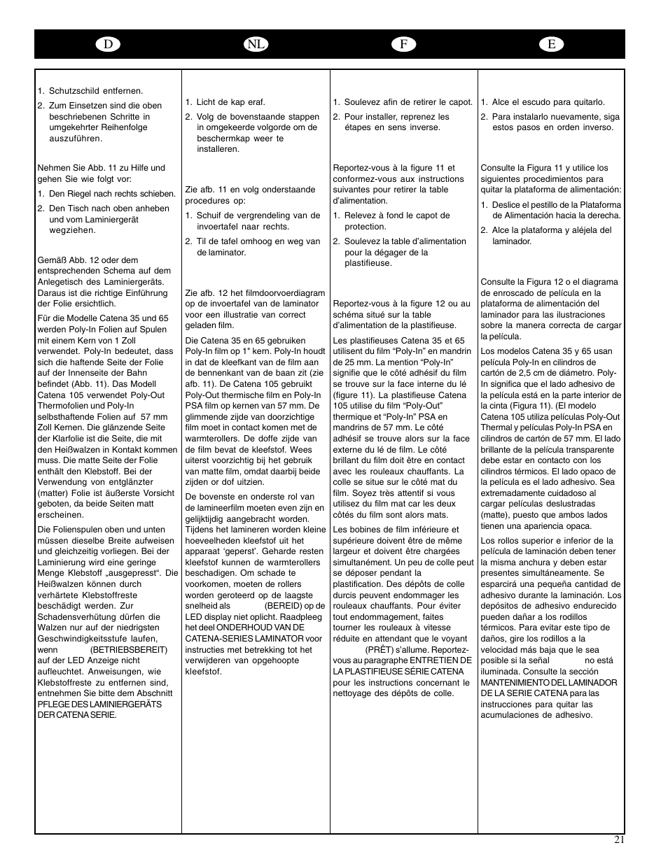 Dnl f e | GBC Catenas User Manual | Page 24 / 53