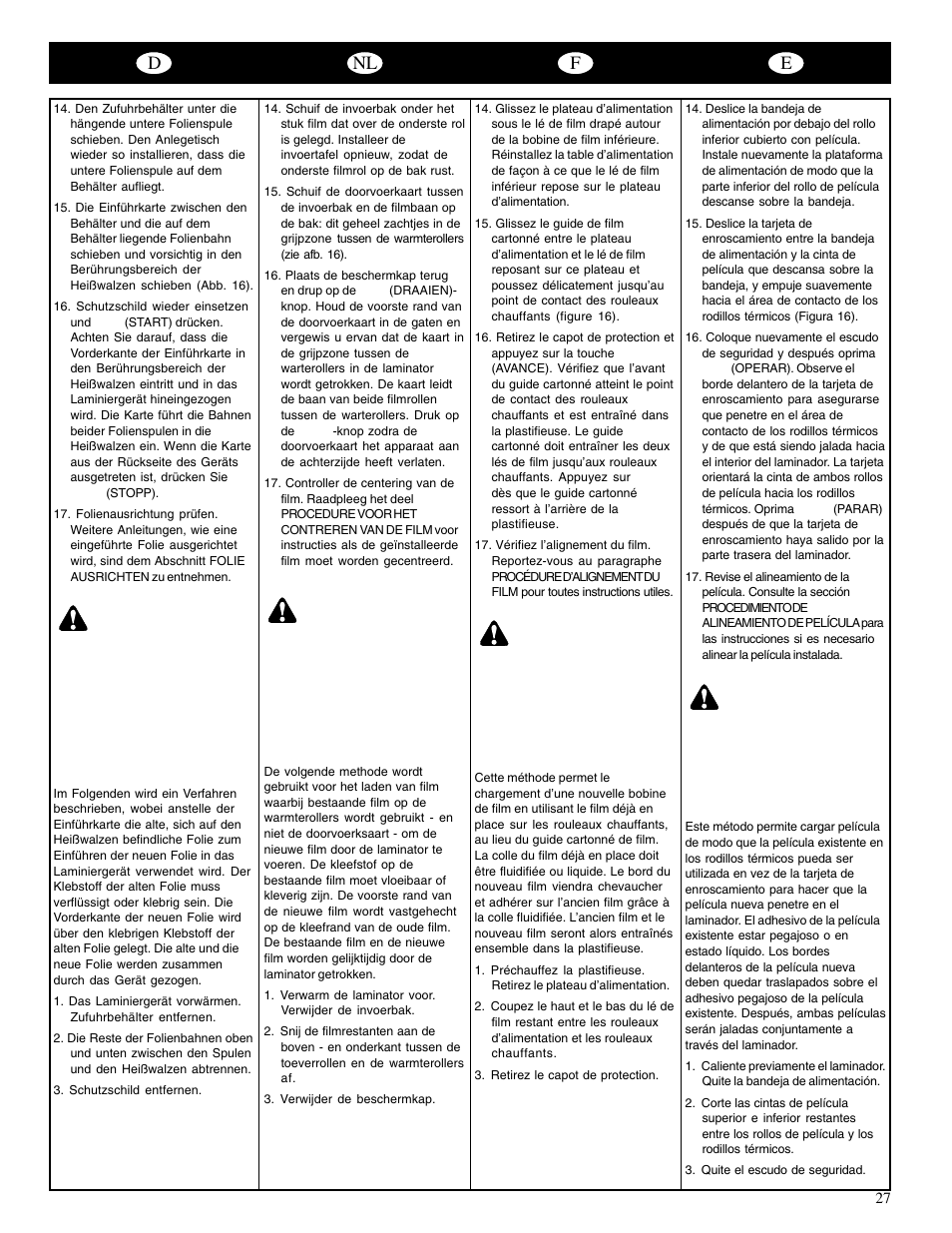 Dnl f e | GBC Catenas User Manual | Page 30 / 53