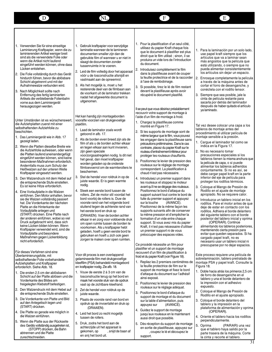 Dnl f e | GBC Catenas User Manual | Page 34 / 53