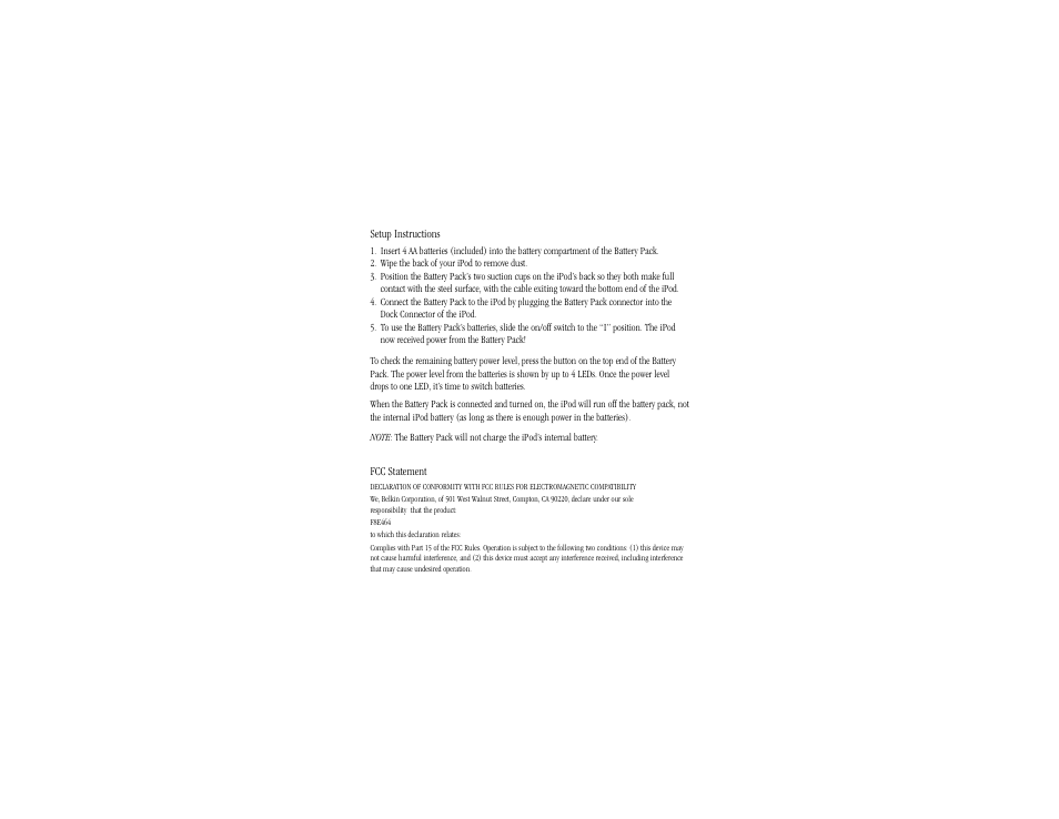 Setup | Belkin F8E464 User Manual | Page 2 / 6