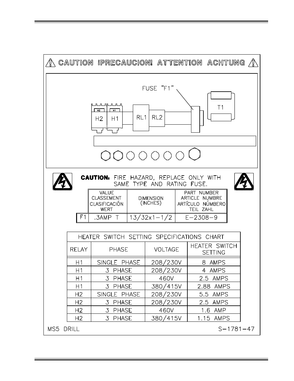 Power panel label, Power panel label 50/60 hz | GBC MS5 User Manual | Page 43 / 51