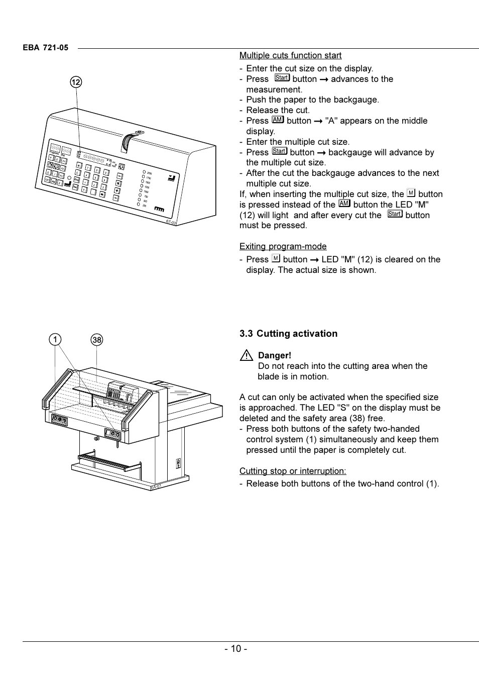 Cutting activation | GBC EBA 721-05 LT User Manual | Page 10 / 24
