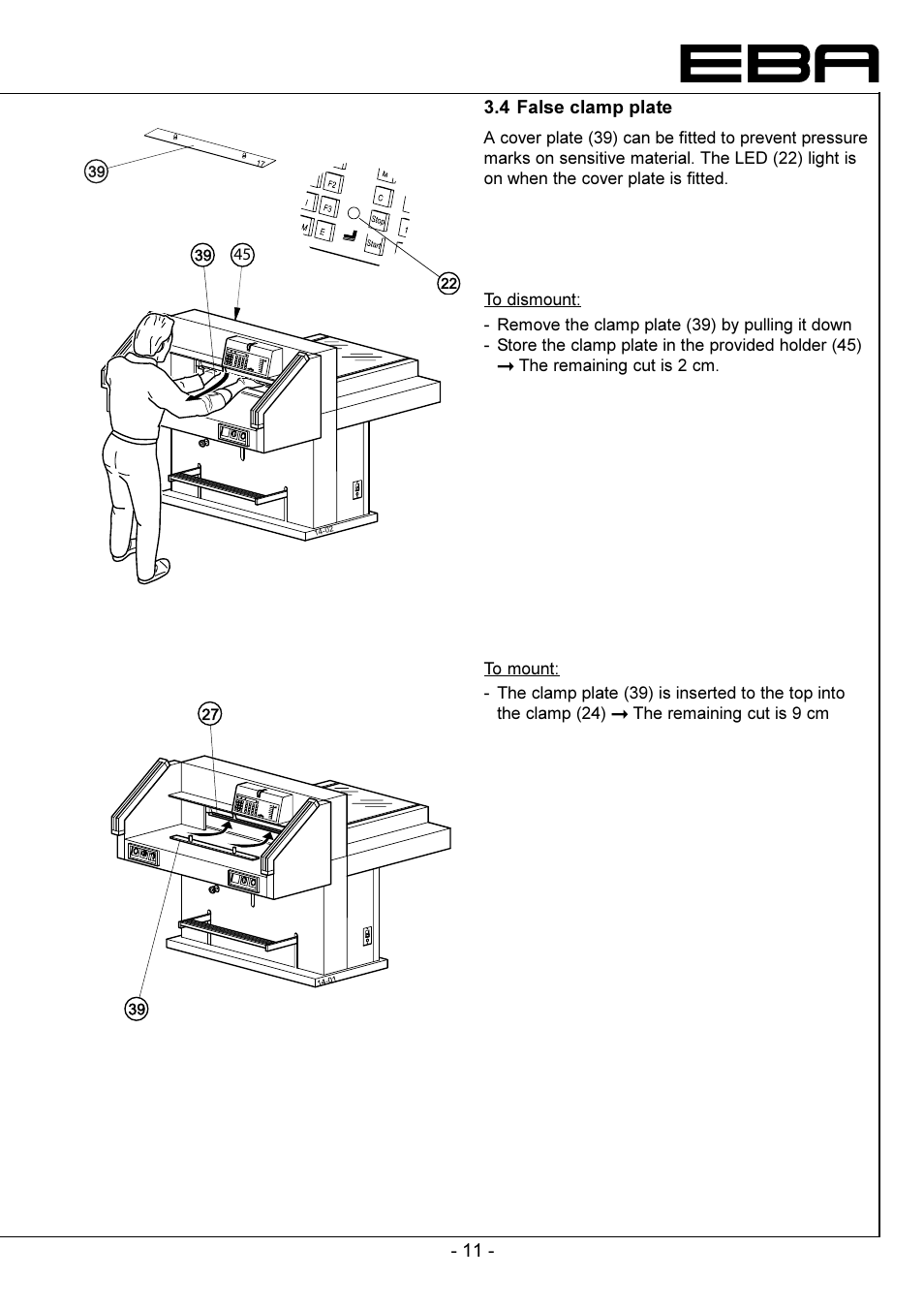 False clamp plate | GBC EBA 721-05 LT User Manual | Page 11 / 24