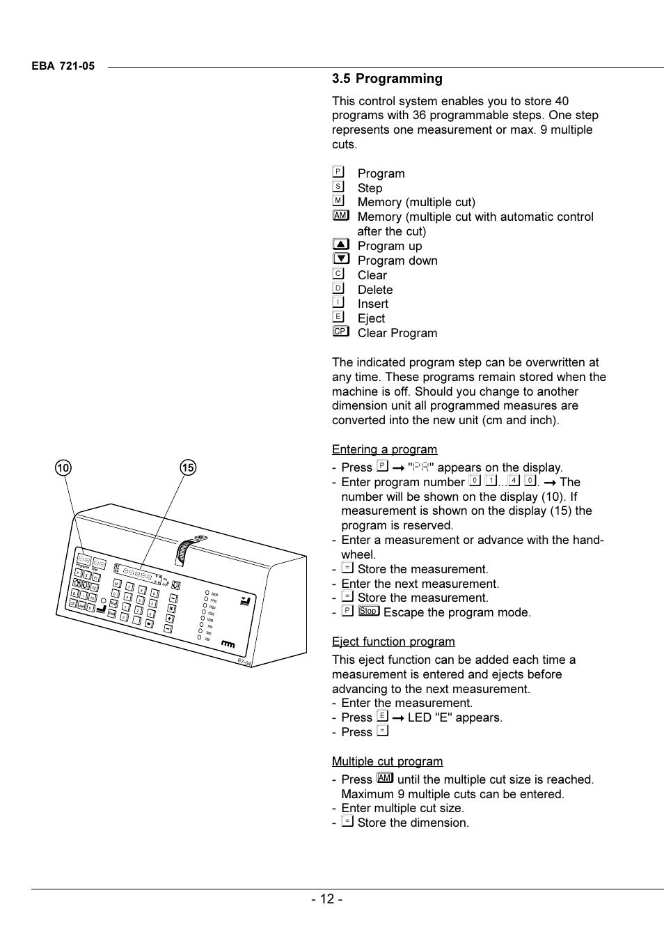 Programming | GBC EBA 721-05 LT User Manual | Page 12 / 24