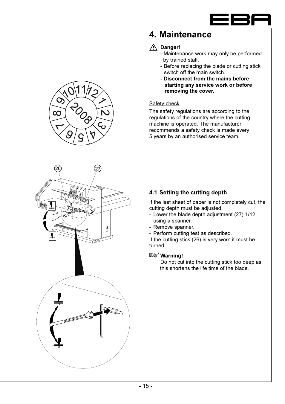 Maintenance | GBC EBA 721-05 LT User Manual | Page 15 / 24