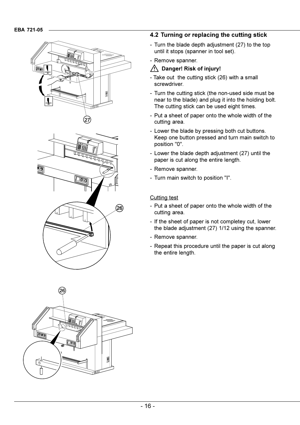 Turning/replacing cut stick | GBC EBA 721-05 LT User Manual | Page 16 / 24