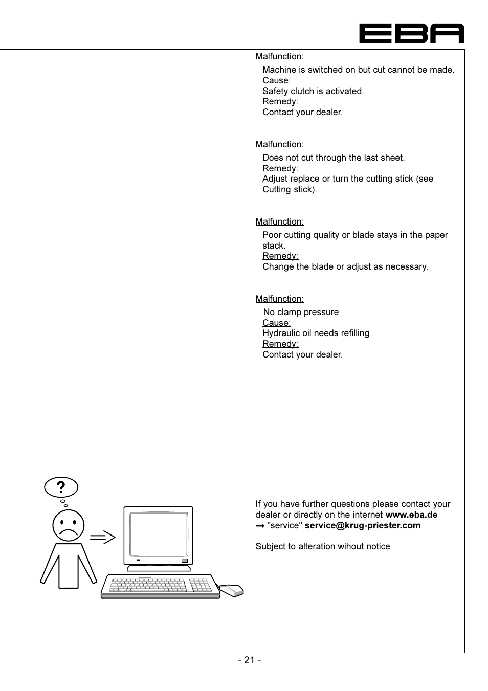 Eba "service | GBC EBA 721-05 LT User Manual | Page 21 / 24
