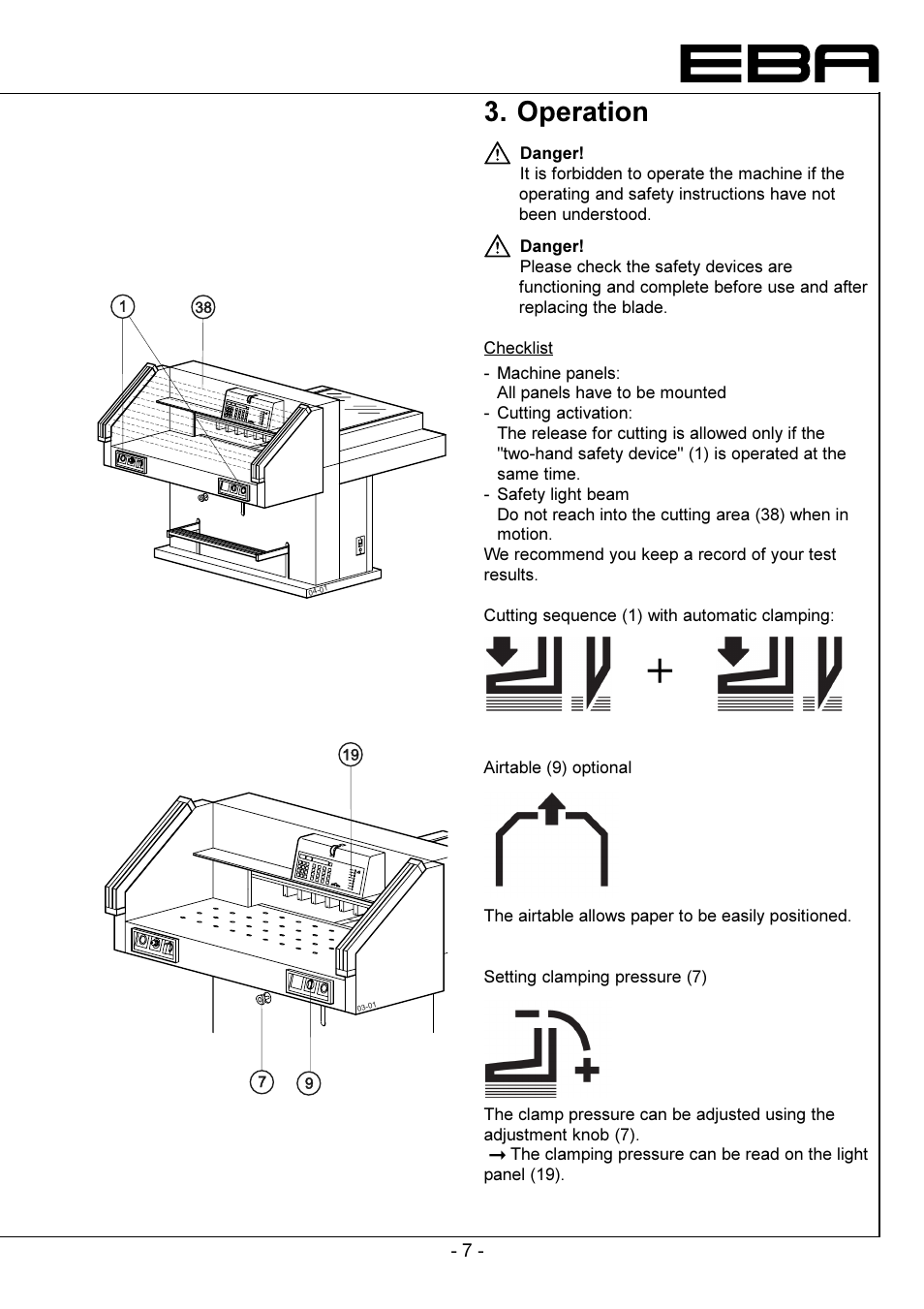 Operation | GBC EBA 721-05 LT User Manual | Page 7 / 24