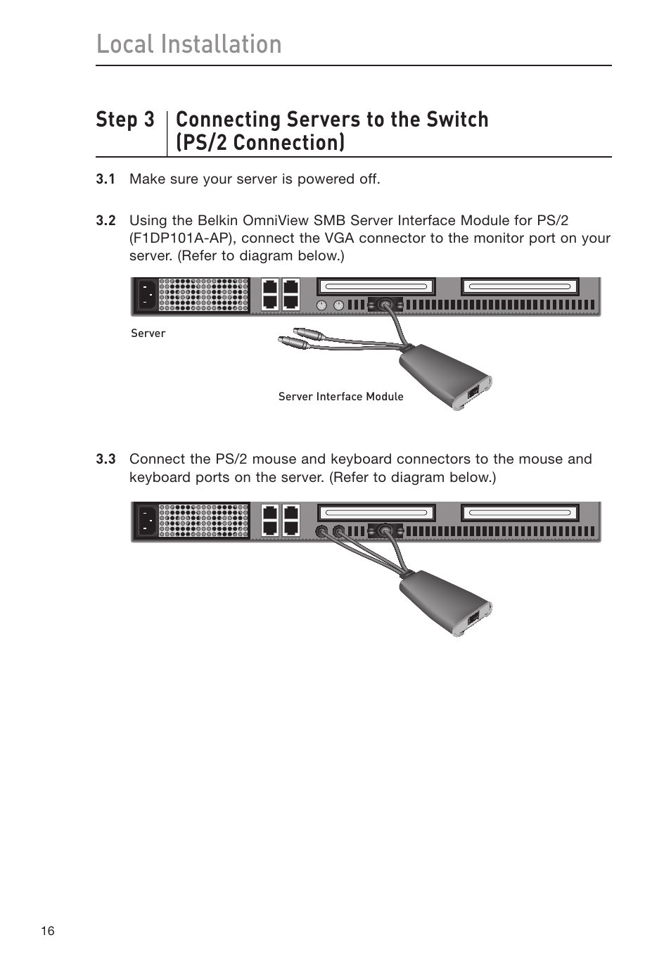Local installation | Belkin Omniview SMB KVM-over-IP Switch F1DP108G User Manual | Page 19 / 84