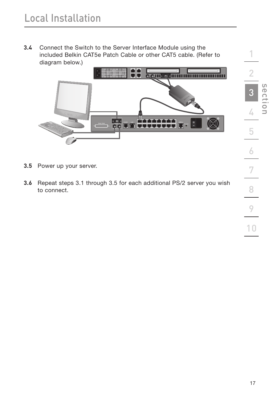 Local installation | Belkin Omniview SMB KVM-over-IP Switch F1DP108G User Manual | Page 20 / 84