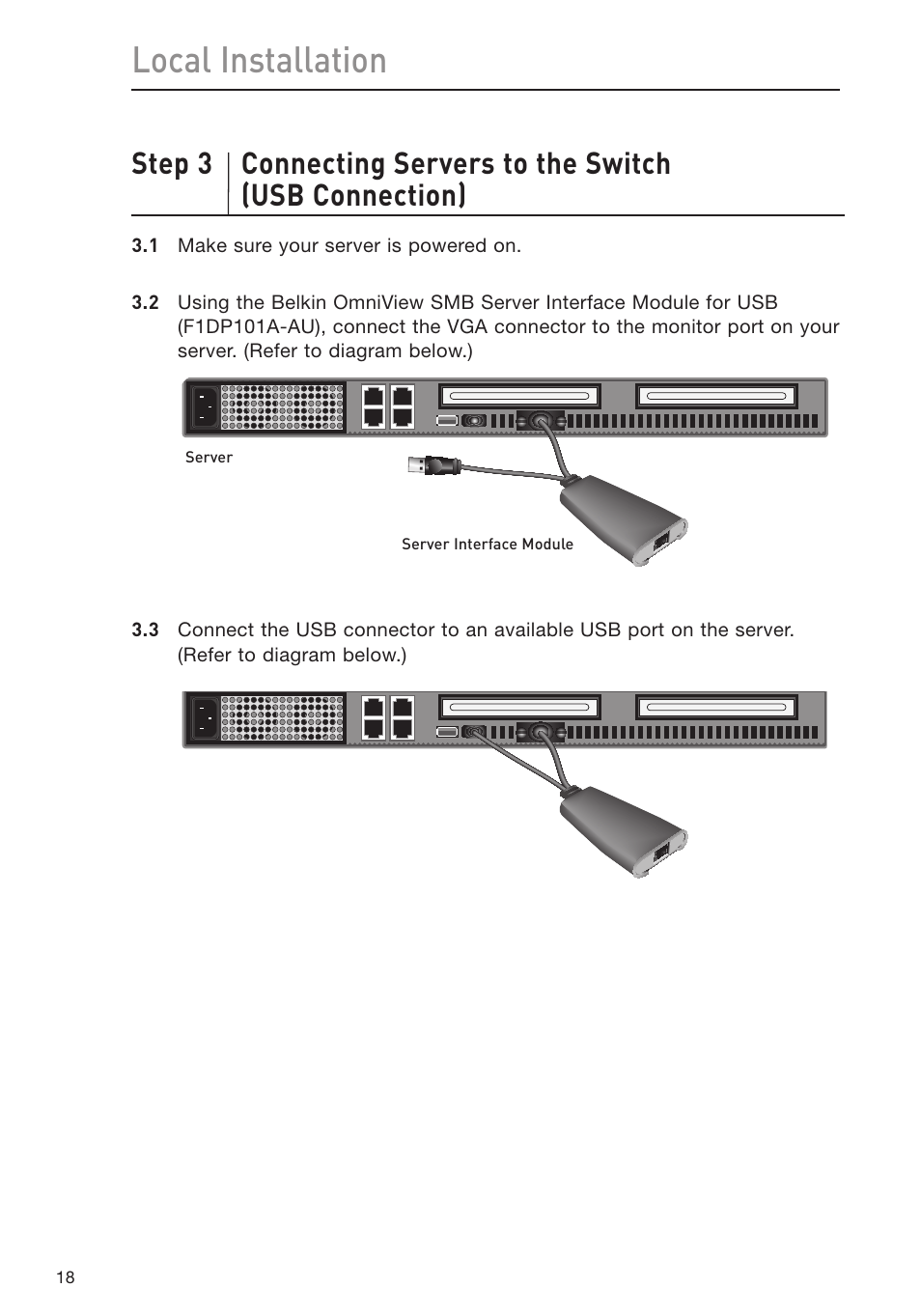 Local installation | Belkin Omniview SMB KVM-over-IP Switch F1DP108G User Manual | Page 21 / 84