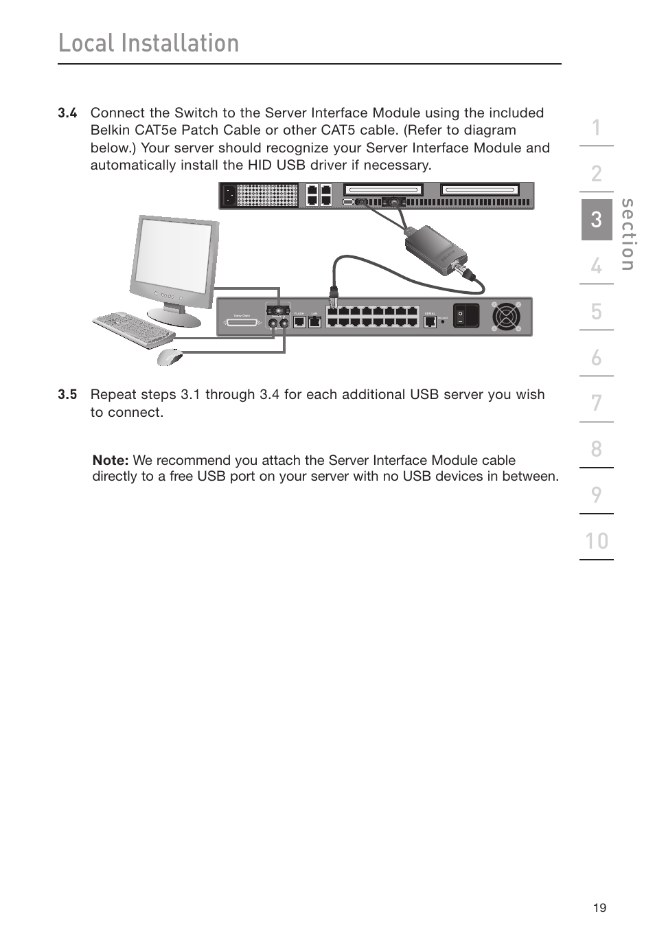 Local installation | Belkin Omniview SMB KVM-over-IP Switch F1DP108G User Manual | Page 22 / 84