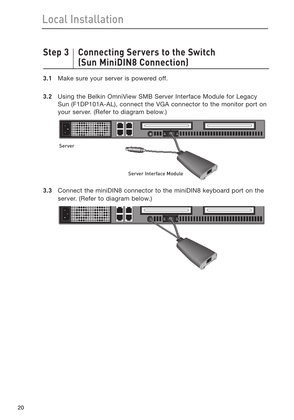 Local installation | Belkin Omniview SMB KVM-over-IP Switch F1DP108G User Manual | Page 23 / 84