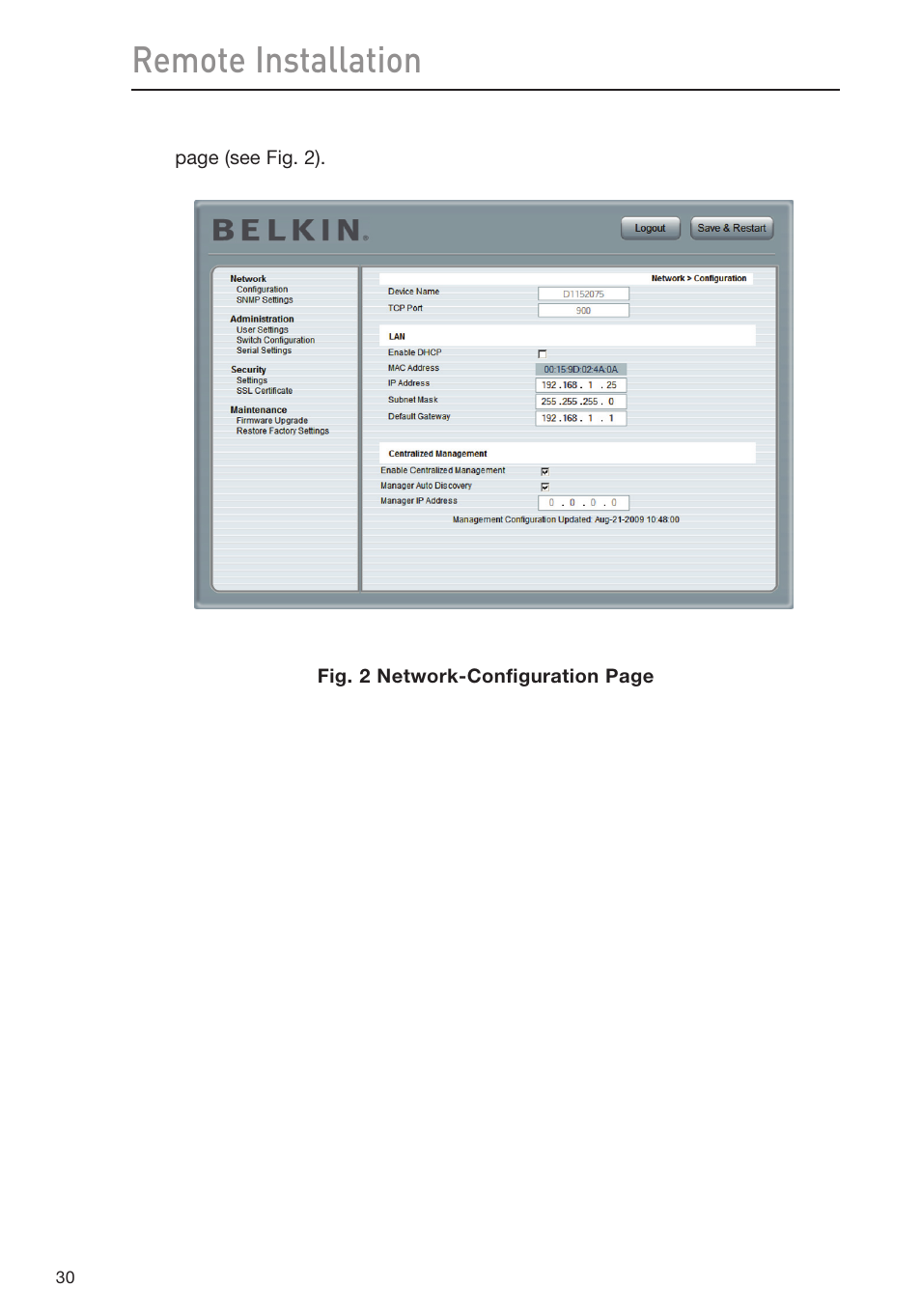 Remote installation | Belkin Omniview SMB KVM-over-IP Switch F1DP108G User Manual | Page 33 / 84