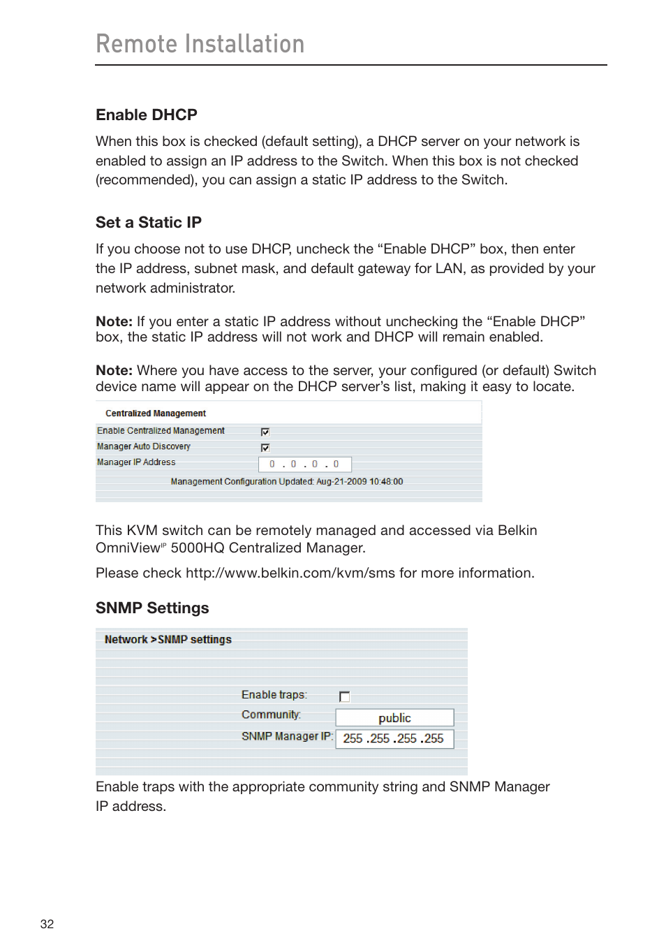 Remote installation | Belkin Omniview SMB KVM-over-IP Switch F1DP108G User Manual | Page 35 / 84