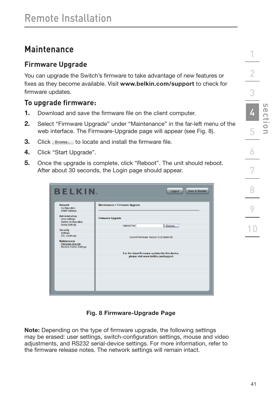 Remote installation, Maintenance | Belkin Omniview SMB KVM-over-IP Switch F1DP108G User Manual | Page 44 / 84