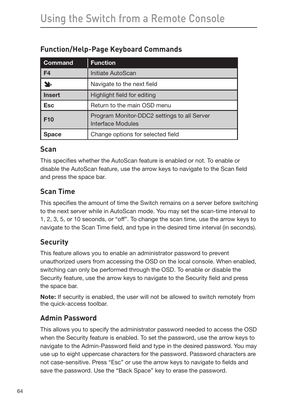 Using the switch from a remote console | Belkin Omniview SMB KVM-over-IP Switch F1DP108G User Manual | Page 67 / 84
