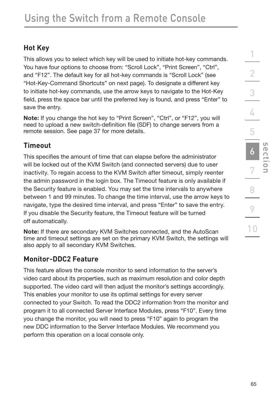 Using the switch from a remote console | Belkin Omniview SMB KVM-over-IP Switch F1DP108G User Manual | Page 68 / 84