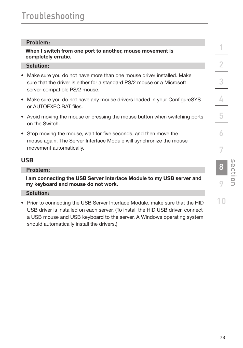 Troubleshooting | Belkin Omniview SMB KVM-over-IP Switch F1DP108G User Manual | Page 76 / 84