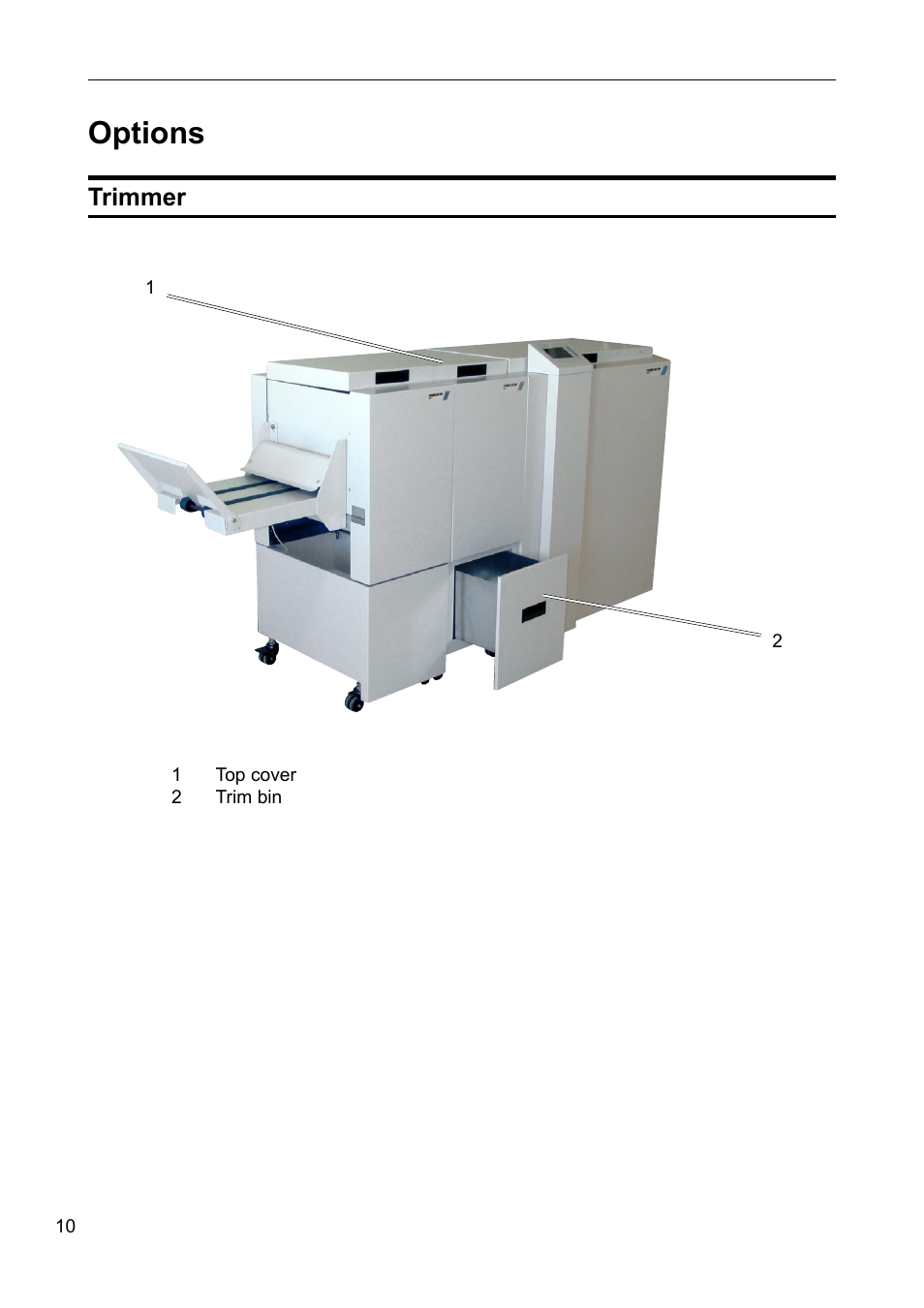 Trimmer, Options | GBC 2000 Plockmatic Bookmaker User Manual | Page 10 / 56