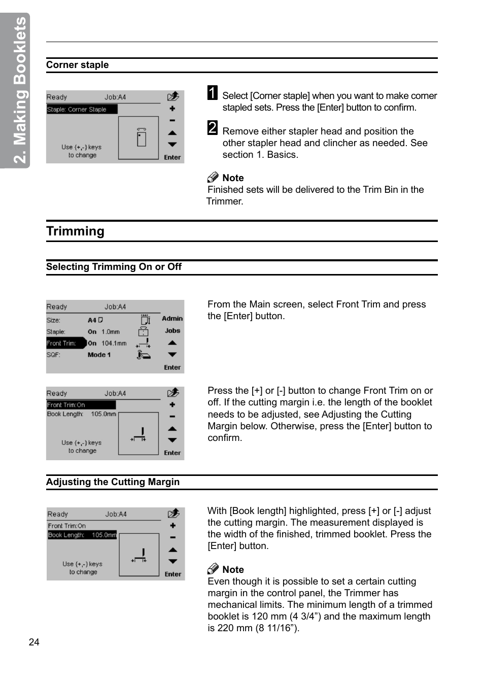 Trimming, Making booklets | GBC 2000 Plockmatic Bookmaker User Manual | Page 24 / 56