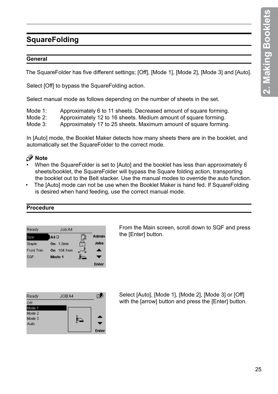 Squarefolding, Making booklets | GBC 2000 Plockmatic Bookmaker User Manual | Page 25 / 56