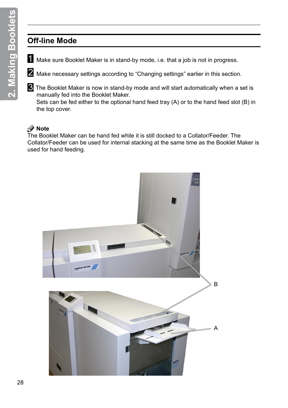 Off-line mode, Making booklets | GBC 2000 Plockmatic Bookmaker User Manual | Page 28 / 56