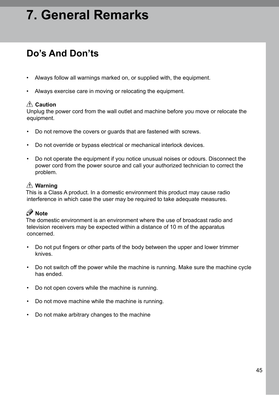 General remarks, Do’s and don’ts | GBC 2000 Plockmatic Bookmaker User Manual | Page 45 / 56