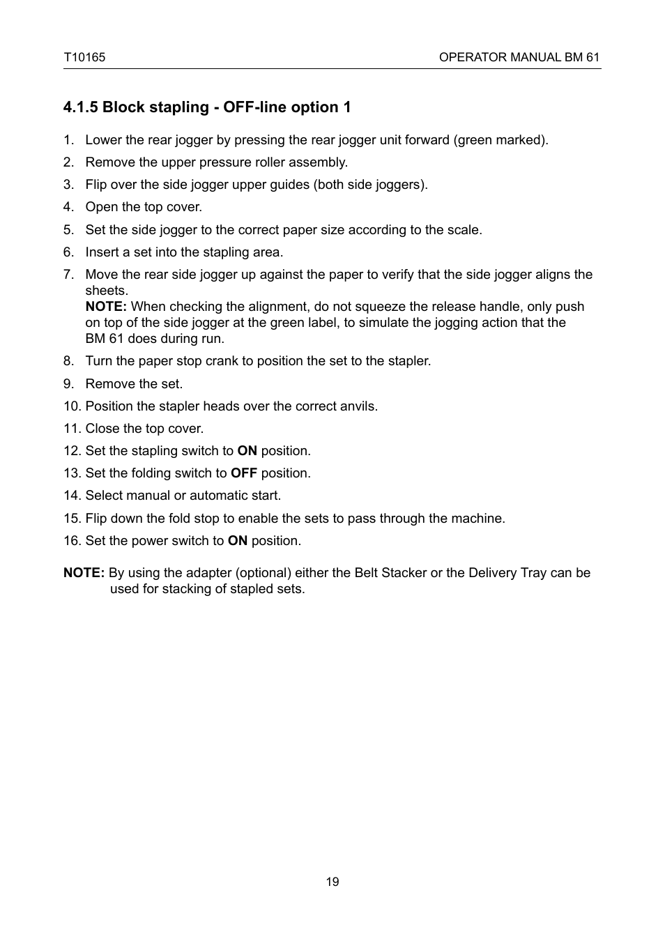 GBC 61 Plackmatic Bookmaker User Manual | Page 19 / 28