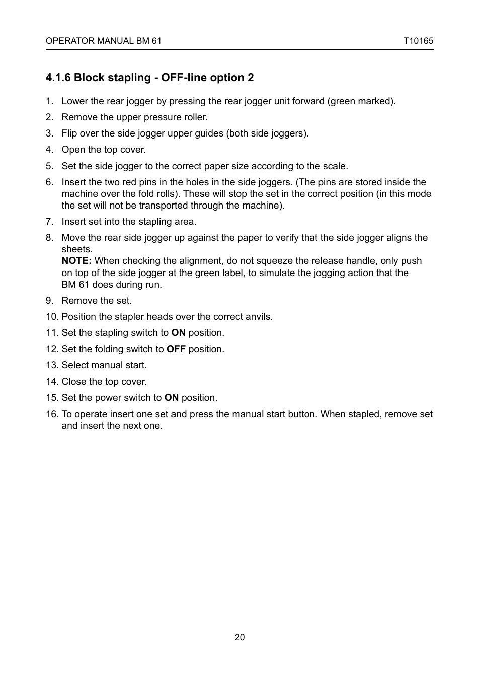GBC 61 Plackmatic Bookmaker User Manual | Page 20 / 28