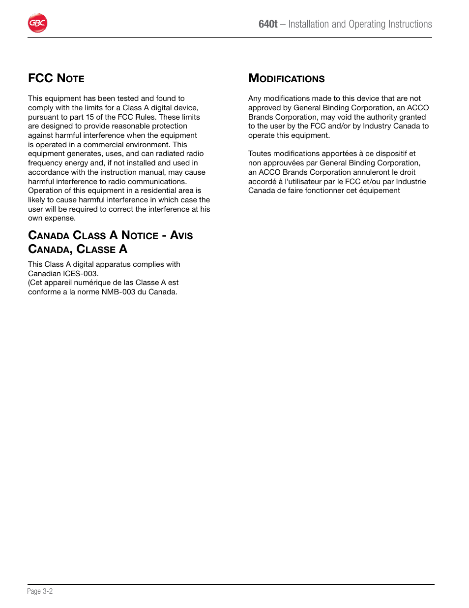 Fcc n | GBC 640T Laminator User Manual | Page 10 / 36