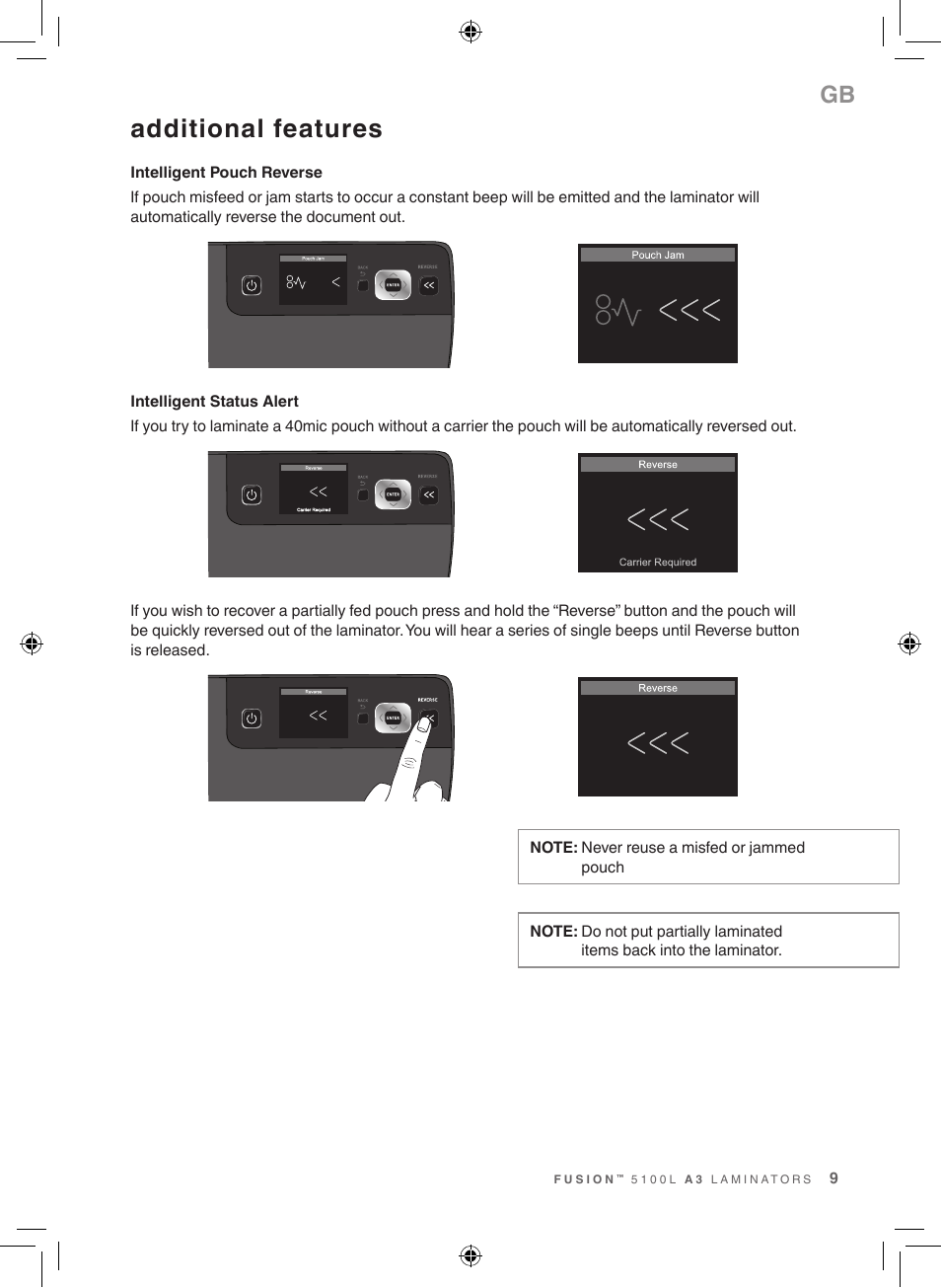 Additional features | GBC 5100 Fusion Laminator User Manual | Page 9 / 144