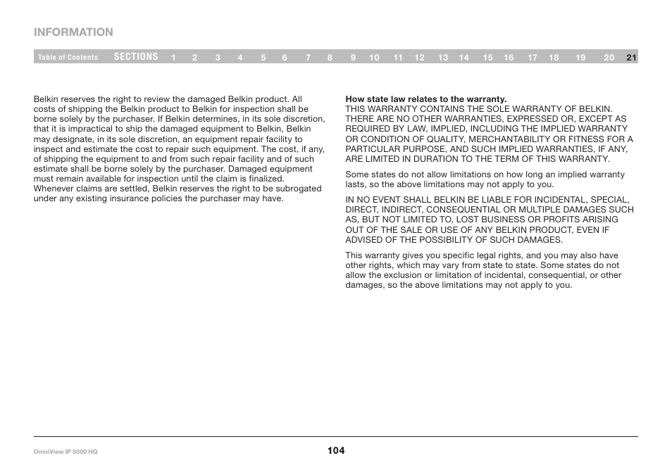 Belkin OmniViewIP 5000HQ User Manual | Page 108 / 109