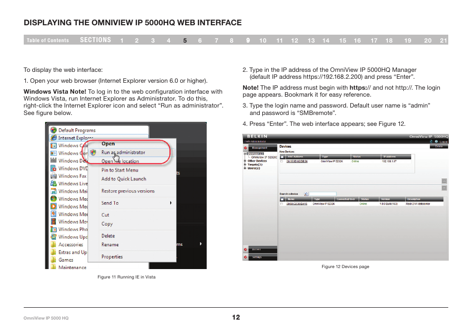 5 displaying the omniview ip 5000hq web interface | Belkin OmniViewIP 5000HQ User Manual | Page 16 / 109