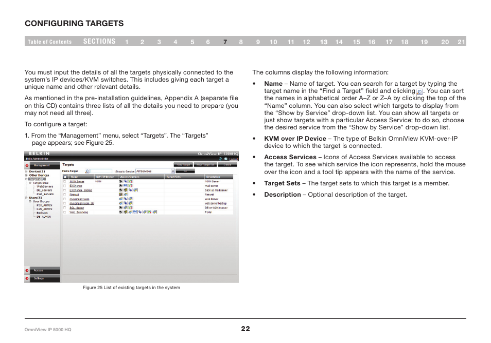 7 configuring targets | Belkin OmniViewIP 5000HQ User Manual | Page 26 / 109