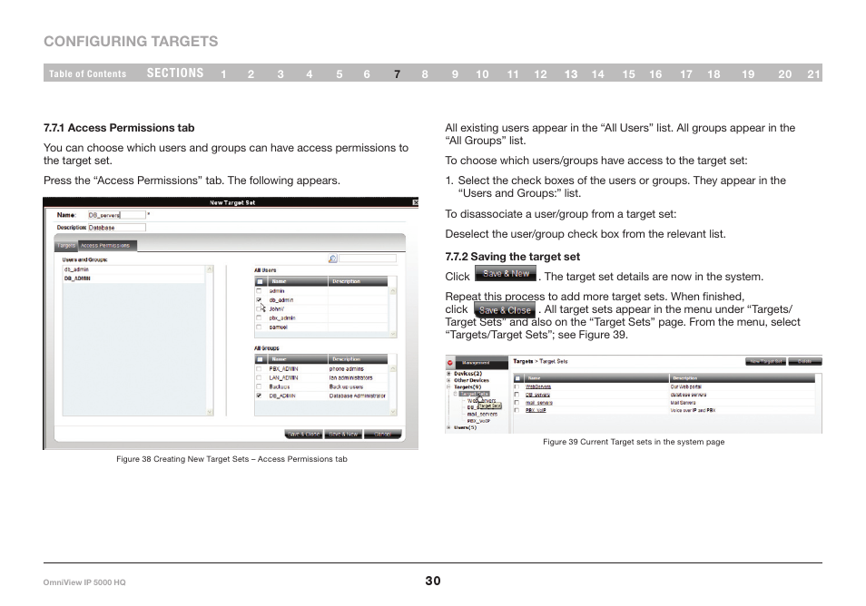 1 access permissions tab, 2 saving the target set | Belkin OmniViewIP 5000HQ User Manual | Page 34 / 109