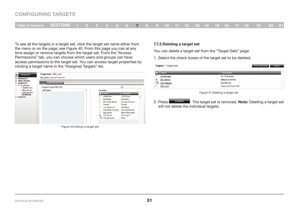 3 deleting a target set | Belkin OmniViewIP 5000HQ User Manual | Page 35 / 109