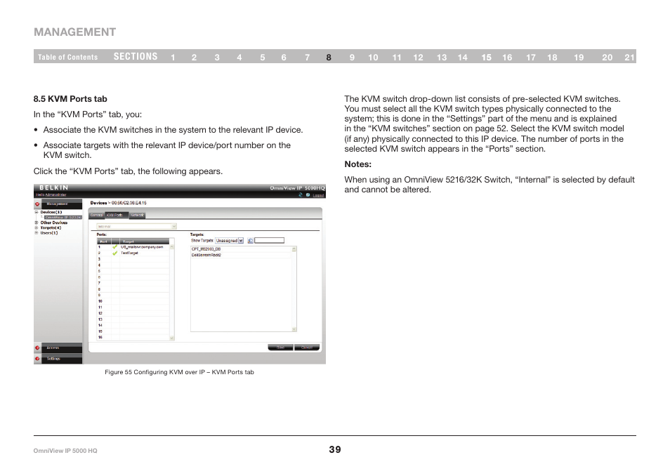 5 kvm ports tab | Belkin OmniViewIP 5000HQ User Manual | Page 43 / 109
