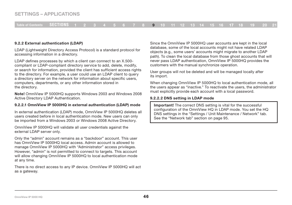 2 external authentication (ldap) | Belkin OmniViewIP 5000HQ User Manual | Page 50 / 109