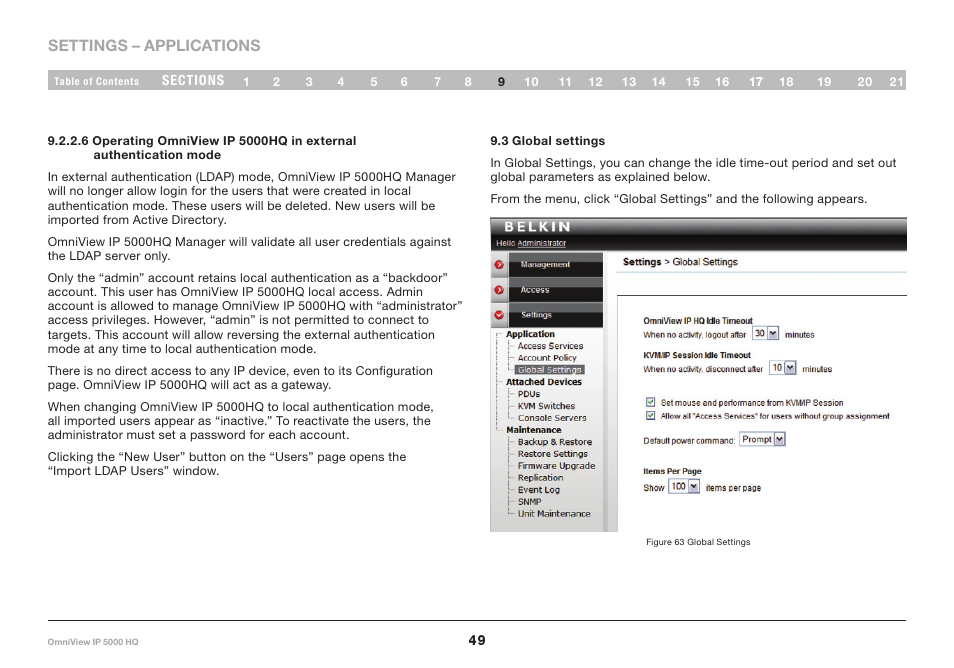 3 global settings | Belkin OmniViewIP 5000HQ User Manual | Page 53 / 109