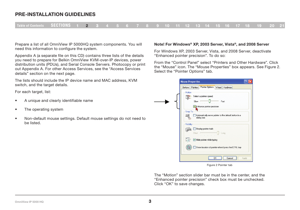 2 pre-installation guidelines | Belkin OmniViewIP 5000HQ User Manual | Page 7 / 109