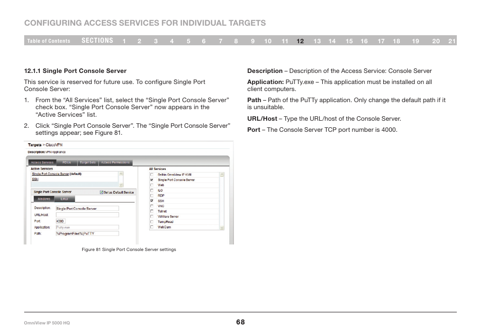 1 single port console server | Belkin OmniViewIP 5000HQ User Manual | Page 72 / 109