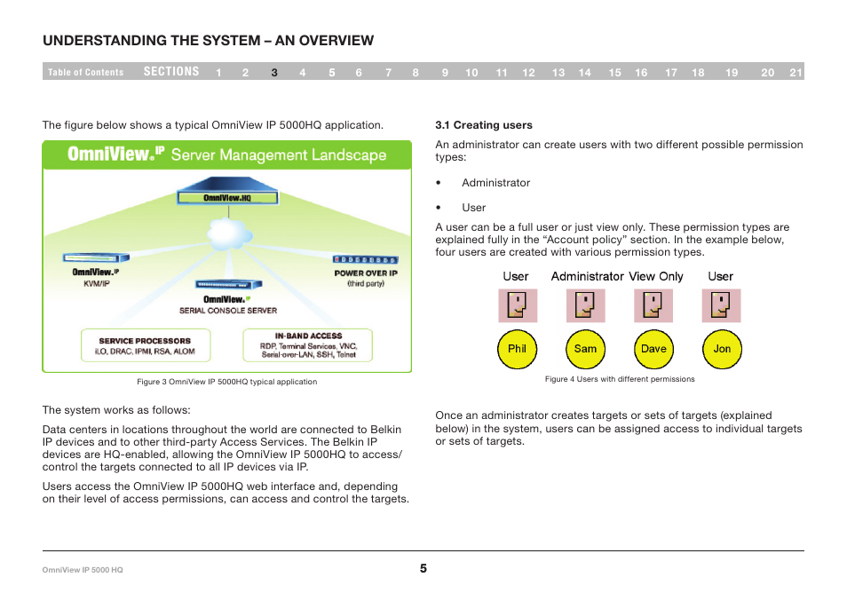 3 understanding the system – an overview, 1 creating users | Belkin OmniViewIP 5000HQ User Manual | Page 9 / 109